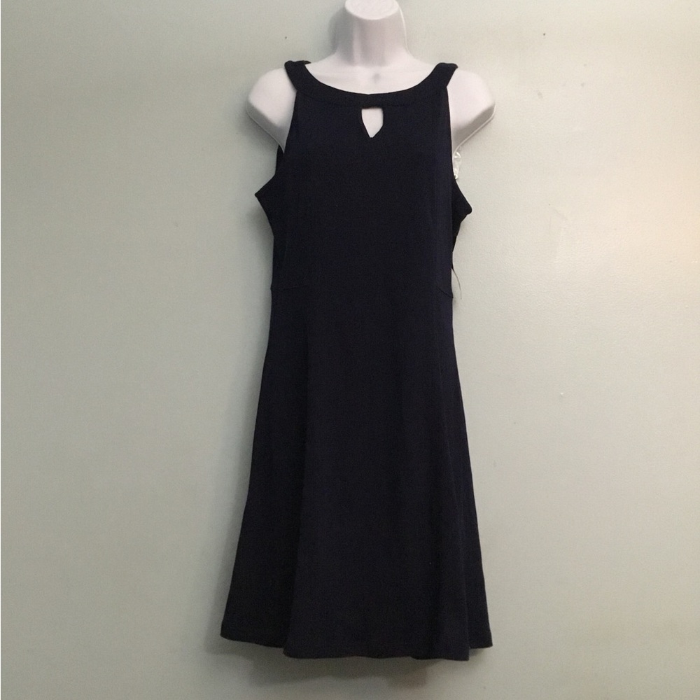 New York & Company Navy Cutout A-Line Mini Dress